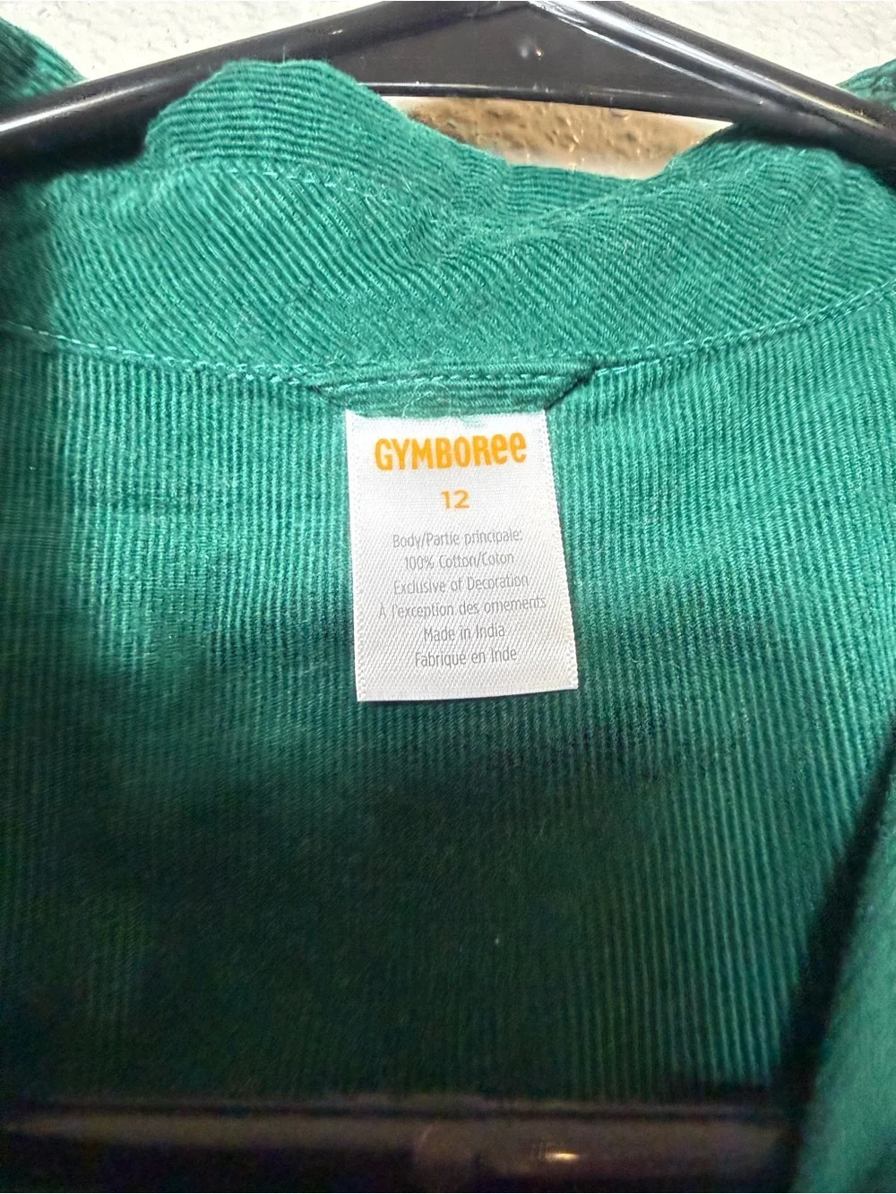 Gymboree Boys Size 12 Green Corduroy Santa Hat Christmas Holiday Button Up Shirt